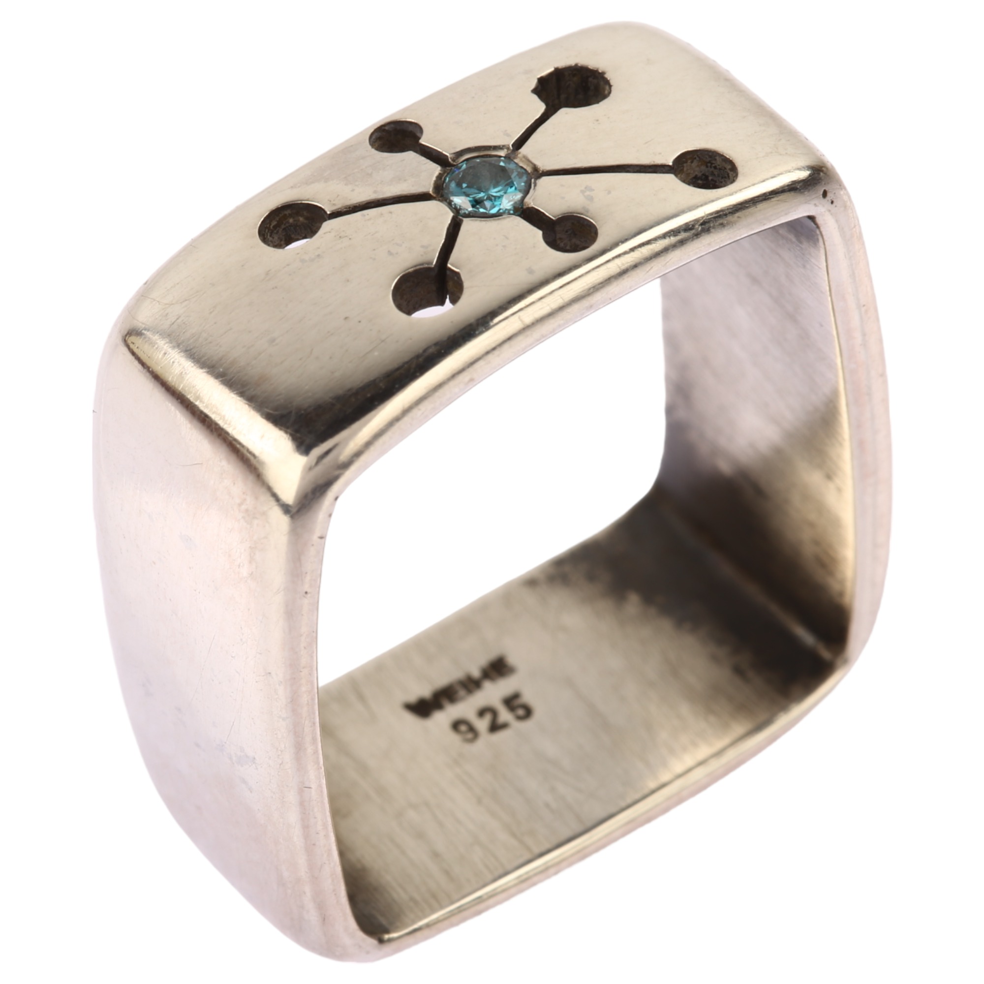 Danish Modernist Blue Diamond Atom Ring | Burstow & Hewett