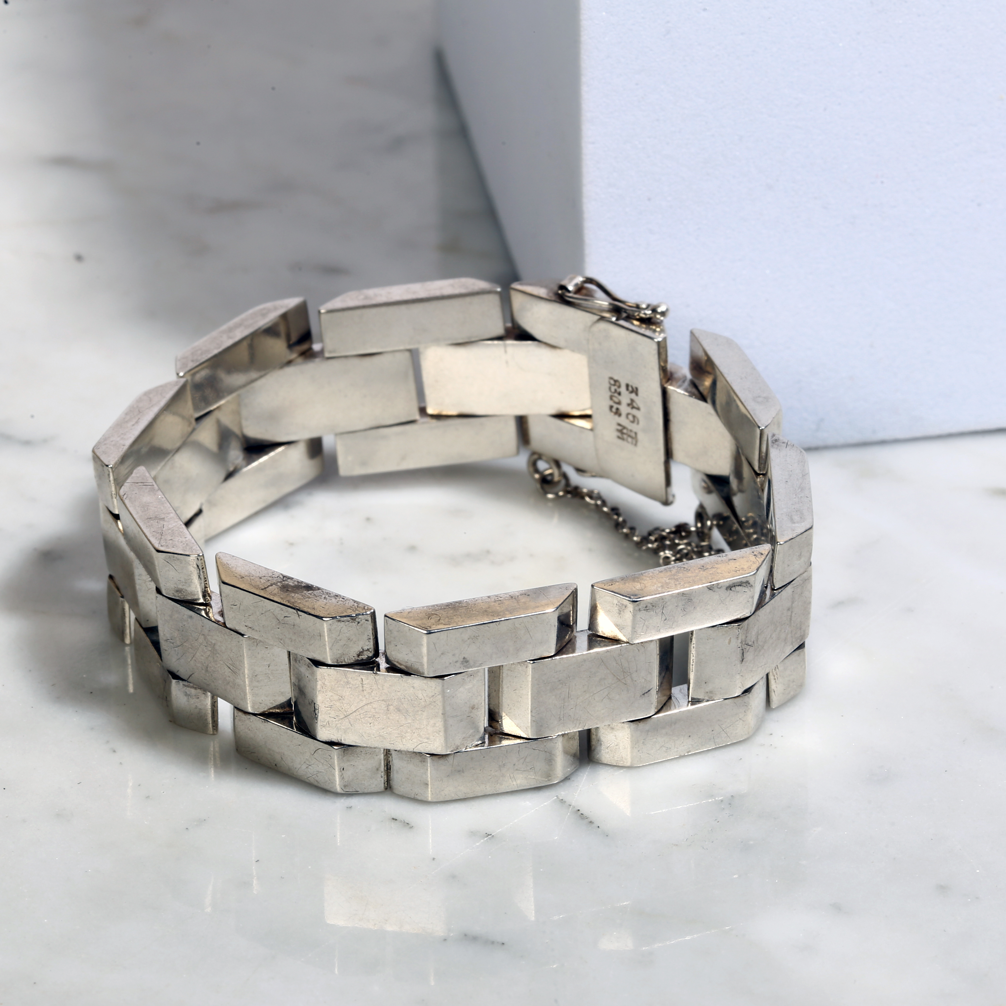 Danish Silver Brick-Link Bracelet